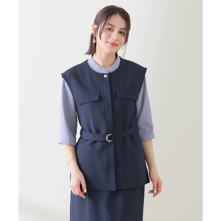 ネイビー | アウター ジレ ベスト | Honeys