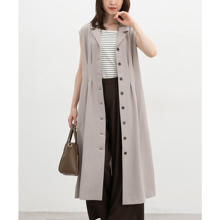 グレージュ | ワンピース ノースリーブ ロング丈 | Honeys