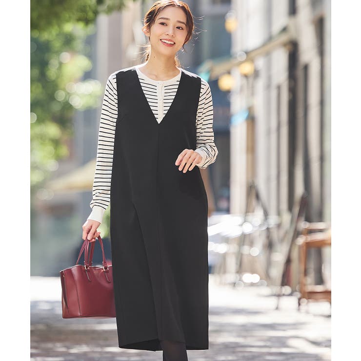 ブラック | ワンピース ジャンスカ ノースリーブ | Honeys