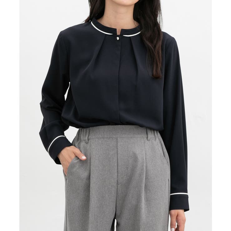 ネイビー | トップス ブラウス 長袖 | Honeys