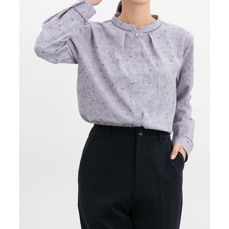 ブルー花柄 | トップス ブラウス 長袖 | Honeys