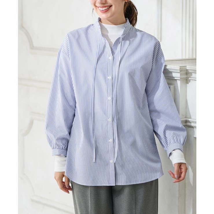 ブルーストライプ | トップス ブラウス 長袖 | Honeys