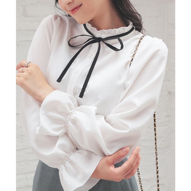 ホワイト | トップス ブラウス 長袖 | Honeys