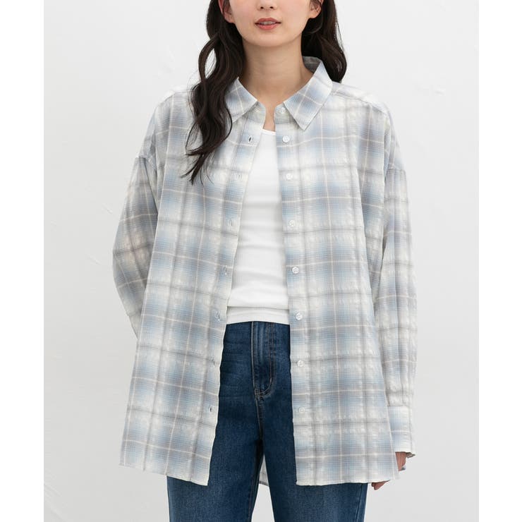 オフ×サックス | トップス シャツ チュニックシャツ | Honeys