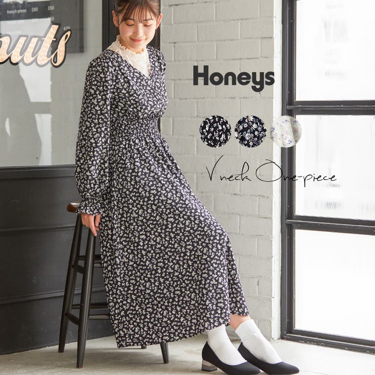 ワンピース Vネック フェミニン 品番 Hnsw Honeys ハニーズ のレディースファッション通販 Shoplist ショップリスト