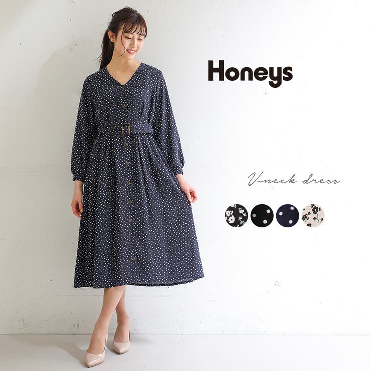 ハニーズ 釦使いｖネックワンピース 品番 Hnsw Honeys ハニーズ のレディースファッション通販 Shoplist ショップリスト