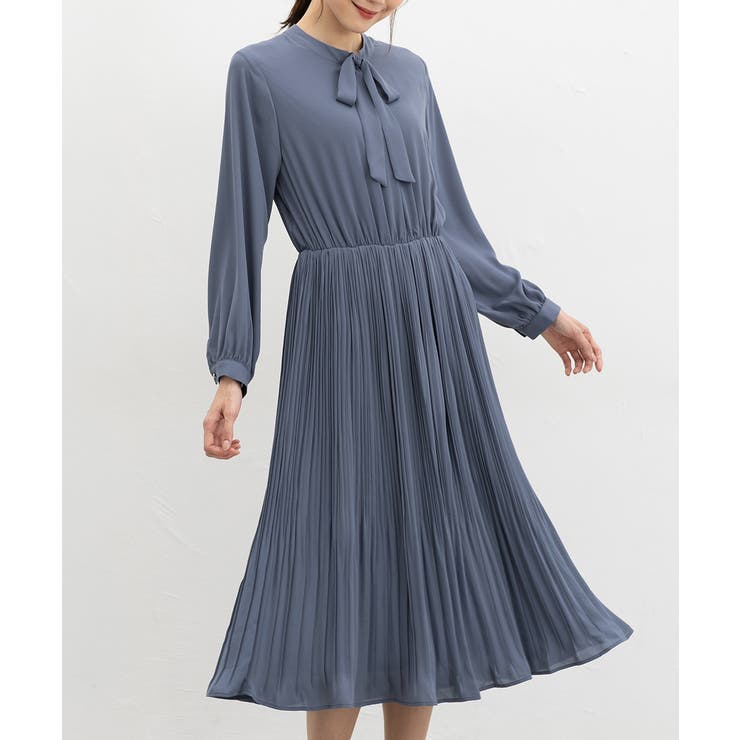 ブルー | ワンピース 長袖 ロング丈 | Honeys