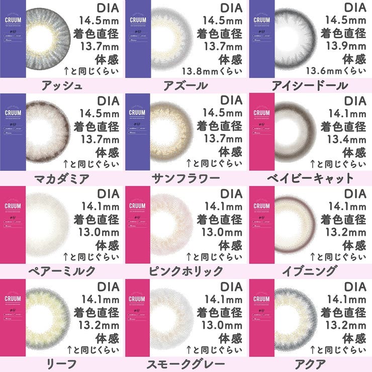 カラコン クルーム ワンデー【1箱10枚入】度あり 度なし 14.1mm 14.5mm  CRUUM 1day UVカット 高含水 カラー コンタクト