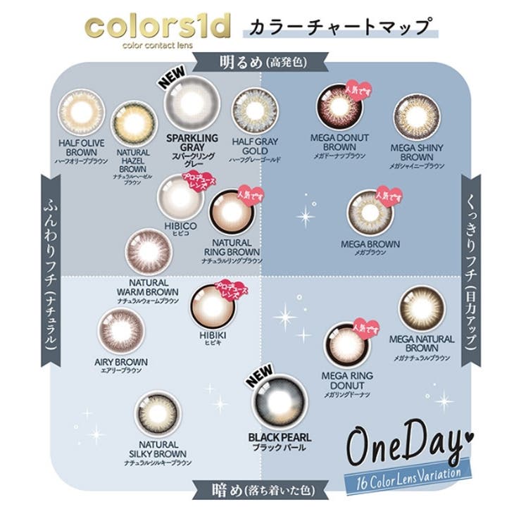 カラコン カラーズ ワンデー【1箱10枚入】度あり 度なし 14.2mm 一条響 colors 1day UVカット 低含水 カラー コンタクト