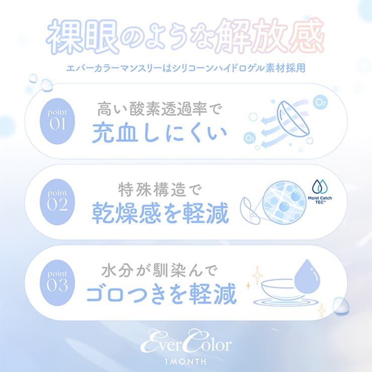 カラコン エバーカラー マンスリー【1箱2枚入】度あり 度なし 14.5mm 新木優子 Ever Color 1month UVカット 低含水 カラー コンタクト