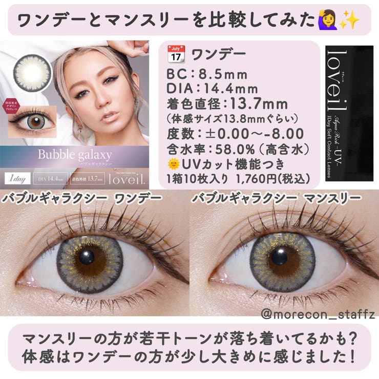 カラコン ラヴェール マンスリー【1箱2枚入】度あり 度なし 14.5mm 倖田來未 loveil 1month UVカット 低含水 カラー コンタクト