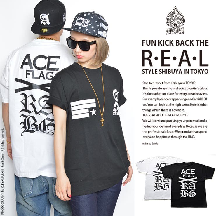 b系ヒップホップストリート系ファッションメンズレディースTシャツ【AF-TS-TS-010】≪BACKBIGLOGOPRINTED≫ACEFLAGエースフラッグ半袖クルーネックモノトーン国旗胸プリントMLXL2XL3XL大きいサイズ白黒02P23Aug15【楽ギフ_包装】