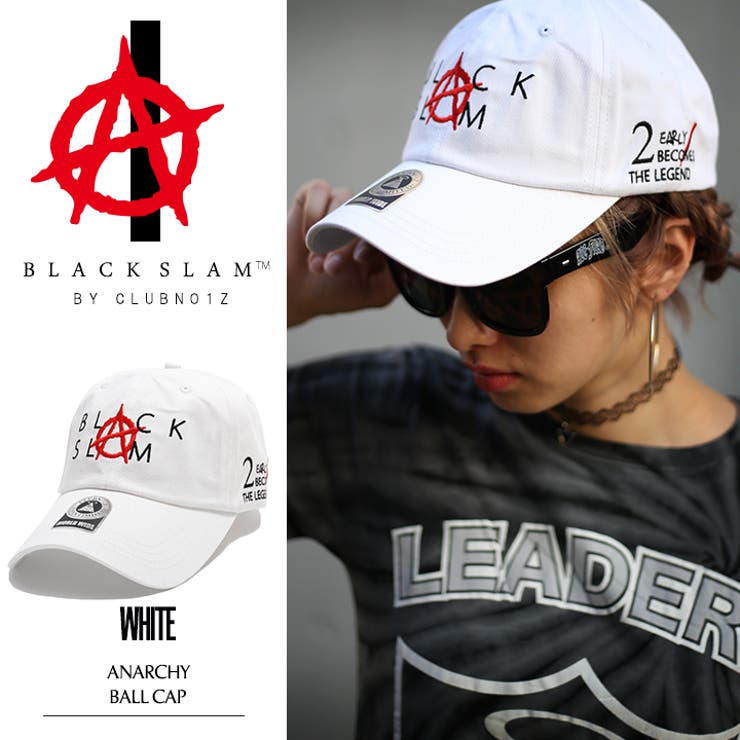 b系ヒップホップストリート系ファッションメンズレディースキャップ【BS-CA-SB-001】ブラックスラムBLACKSLAMクラブノイズCLUBNO1ZアナーキーAnarchy定番ロゴCAPベースボールボールキャップカーブキャップ白正規品P06May16