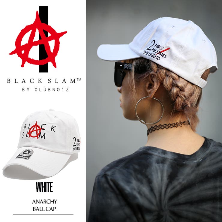 b系ヒップホップストリート系ファッションメンズレディースキャップ【BS-CA-SB-001】ブラックスラムBLACKSLAMクラブノイズCLUBNO1ZアナーキーAnarchy定番ロゴCAPベースボールボールキャップカーブキャップ白正規品P06May16