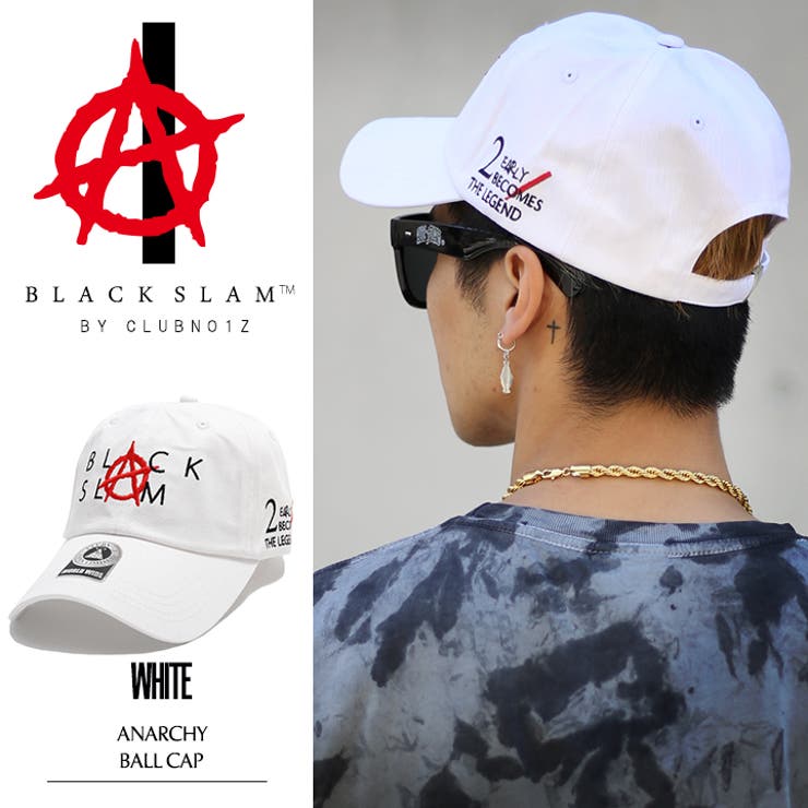 b系ヒップホップストリート系ファッションメンズレディースキャップ【BS-CA-SB-001】ブラックスラムBLACKSLAMクラブノイズCLUBNO1ZアナーキーAnarchy定番ロゴCAPベースボールボールキャップカーブキャップ白正規品P06May16