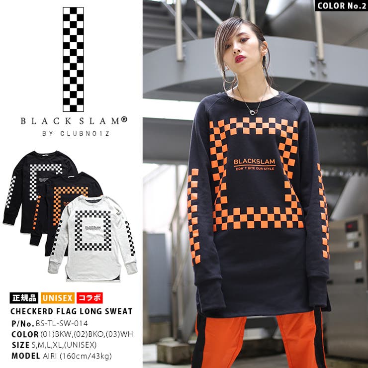 ブラックスラム BLACK SLAM クラブノイズ CLUBNO1Z スウェット 長袖 ストリート系 トレーナー チェッカーフラッグ 期間限定で特別価格