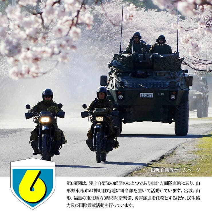 第6師団(防衛省陸上自衛隊グッズ)のワッペン(パッチ/PX品）のブランド説明文入り画像(モデル画像1)