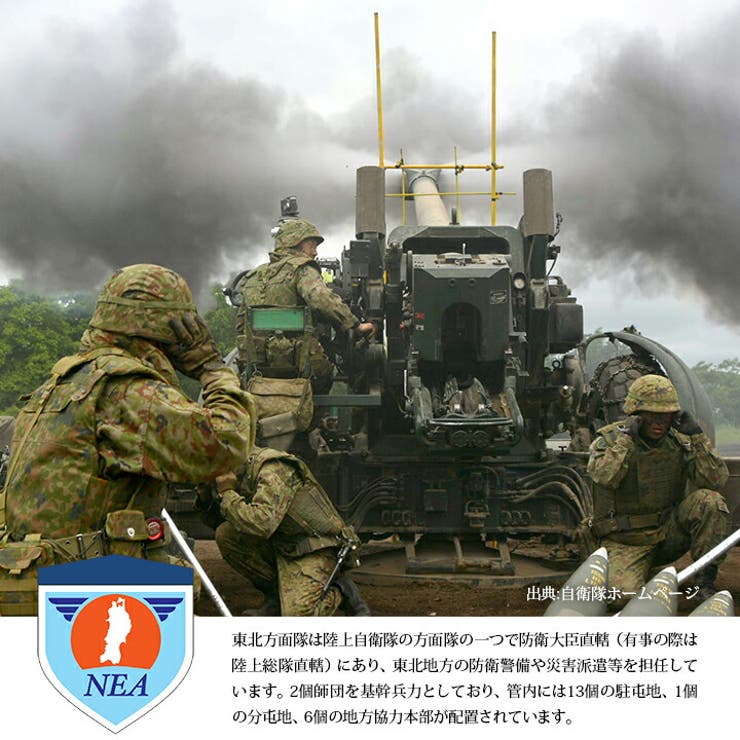 東北方面隊(防衛省陸上自衛隊グッズ)のワッペン(部隊章/パッチ/PX品）のブランド説明文入り画像(モデル画像1)