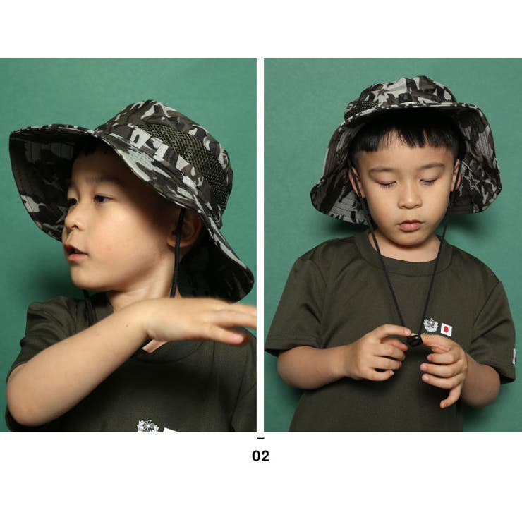 迷彩柄(防衛省自衛隊グッズ)のハット(キッズ)モデル着用画像5