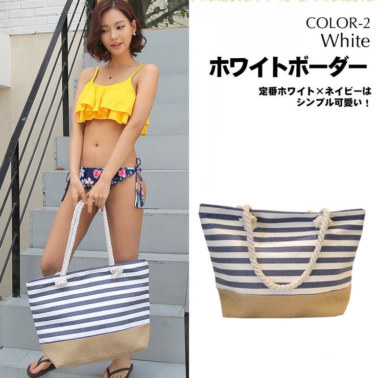 ビーチバッグ 花柄 ボーダー柄 | HOYUKI | 詳細画像4 