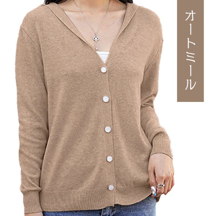 フード付き ニット カーディガン[品番：AIKW0000644]｜ica