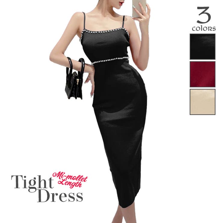 ブラック | フェイクパール付き ノースリーブ リブニット | ica