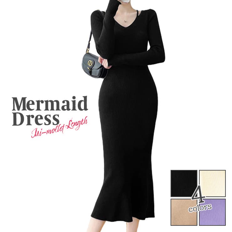 ブラック | 柔らか リブニット素材 ミモレ丈 | ica