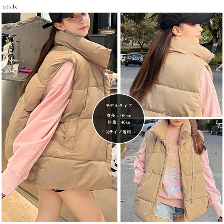 ゆったりデザイン ふんわり 軽量 ボリュームたっぷり 暖かい ミドル丈 中綿ベスト フェイクダウンベスト キルティングベスト ノースリーブ ジャケット 大きいサイズ 防寒 厚手 カジュアル 韓国 秋冬 レディース