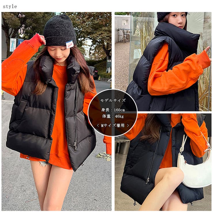 ゆったりデザイン ふんわり 軽量 ボリュームたっぷり 暖かい ミドル丈 中綿ベスト フェイクダウンベスト キルティングベスト ノースリーブ ジャケット 大きいサイズ 防寒 厚手 カジュアル 韓国 秋冬 レディース