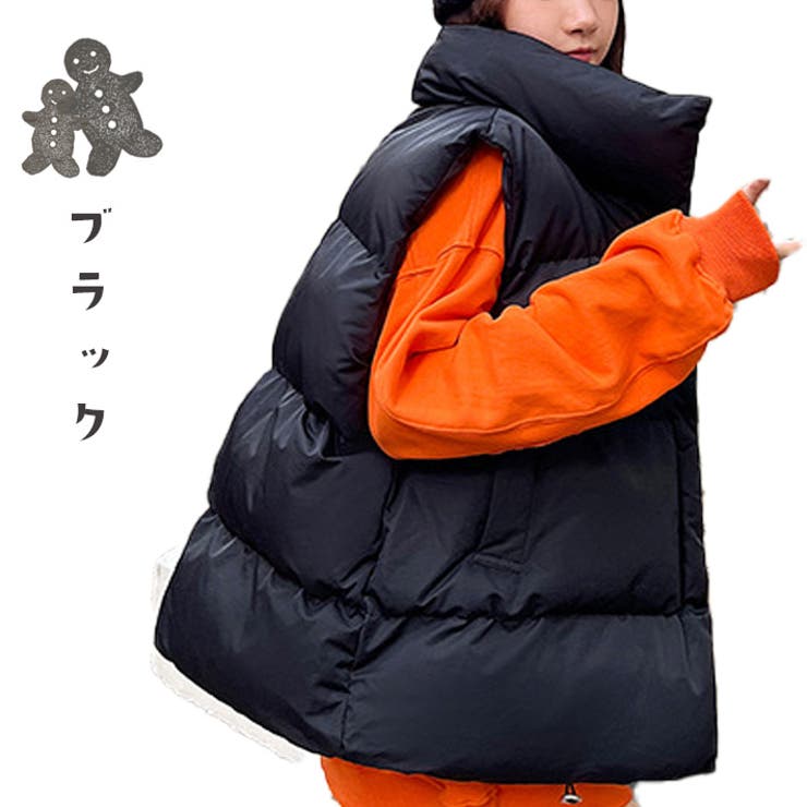 ゆったりデザイン ふんわり 軽量 ボリュームたっぷり 暖かい ミドル丈 中綿ベスト フェイクダウンベスト キルティングベスト ノースリーブ ジャケット 大きいサイズ 防寒 厚手 カジュアル 韓国 秋冬 レディース
