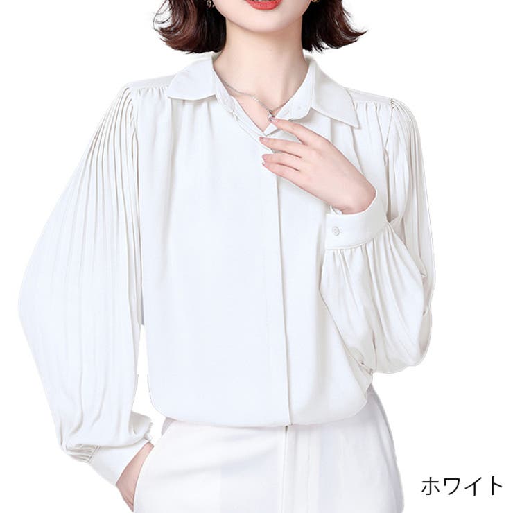 プリーツ袖 シフォン シャツ[品番：AIKW0000650]｜ica（アイカ