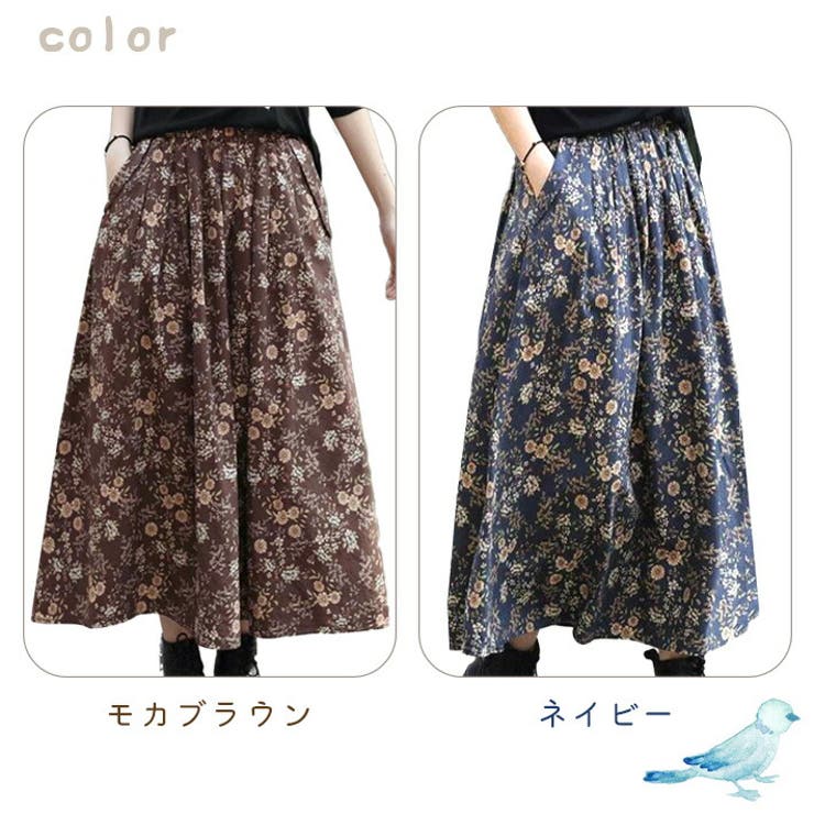 小花柄 薄手 コットン ロング丈 フレアスカート ロングスカート ギャザースカート Aライン レトロ カジュアル 花柄 フラワー ナチュラル おしゃれ 綿 涼しい ゆったり 大人 可愛い 40代 50代 春 夏 秋 レディース
