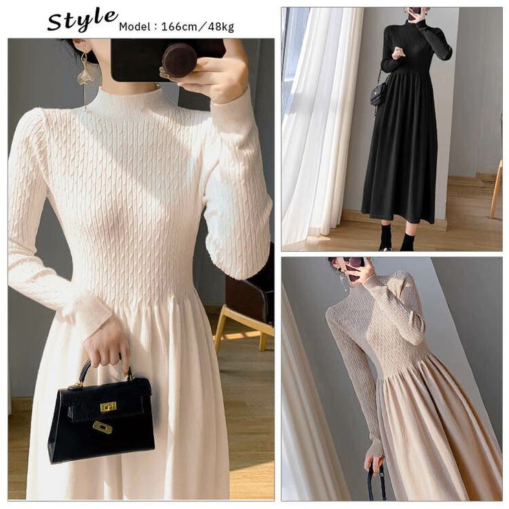 Aライン ニットワンピース 全3色[品番：JSFW0014232]｜JS  FASHION（ジェーエスファッション）のレディースファッション通販｜SHOPLIST（ショップリスト）