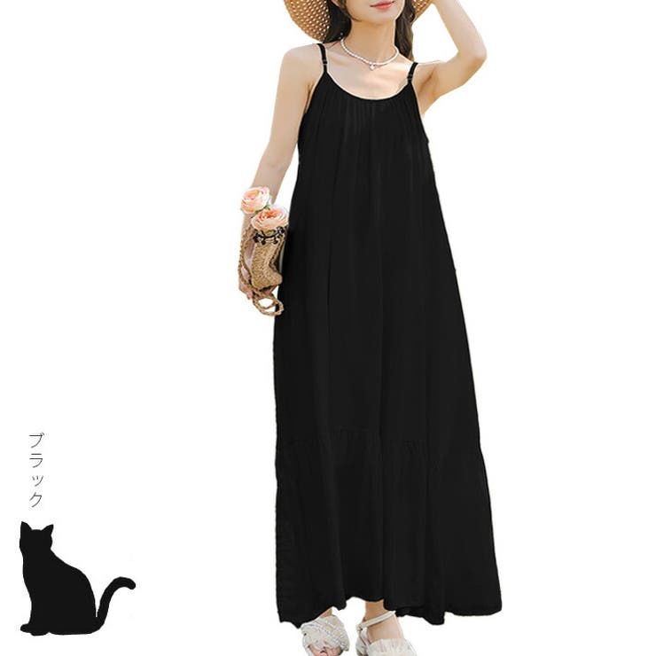 薄手 涼しい 冷感 レーヨン混 ふんわり ボリューム ギャザー ロング丈 Aライン キャミワンピース リゾートワンピース ギャザーワンピース ロングワンピース サマードレス 海水浴 海 大きいサイズ 夏 レディース