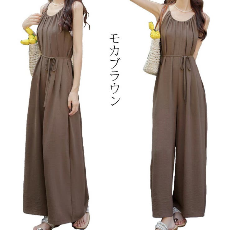 さらり 涼しい 薄手 ストレッチ シャリ感素材 ロング丈 ゆったり ワイド オーバーオール サロペット オールインワン ワイドパンツ ガウチョパンツ マタニティ 大きいサイズ 体型カバー 春 夏 夏用 レディース