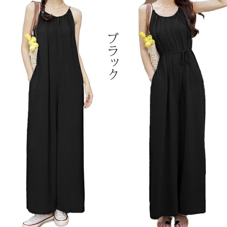 さらり 涼しい 薄手 ストレッチ シャリ感素材 ロング丈 ゆったり ワイド オーバーオール サロペット オールインワン ワイドパンツ ガウチョパンツ マタニティ 大きいサイズ 体型カバー 春 夏 夏用 レディース