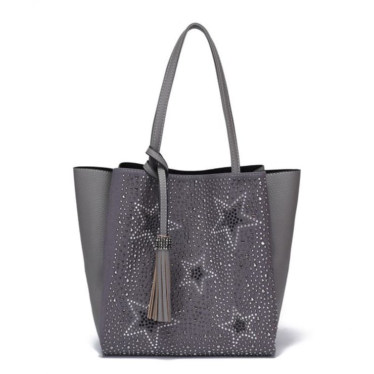 グレー | 【80803】星柄ラインストーントートバッグ【idadi】 | idadi