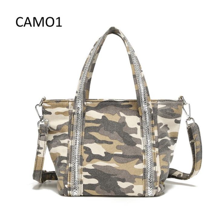 カモ01 | 【AM516】2wayラインストーンテープ キャンバストートバッグ ショルダーバ… | idadi