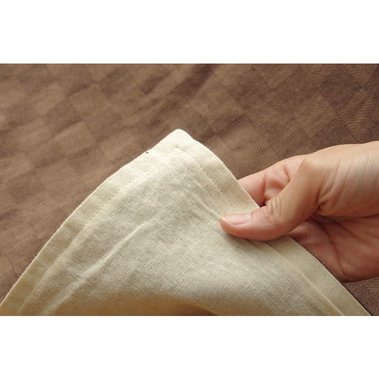 インド綿100％ 格子柄 こたつ布団カバー 『クレタ』 約215×215cm[品番 