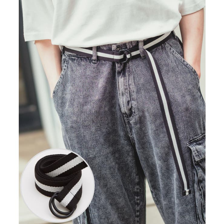ブラック×ホワイト | ベルト メンズ Dカン | improves