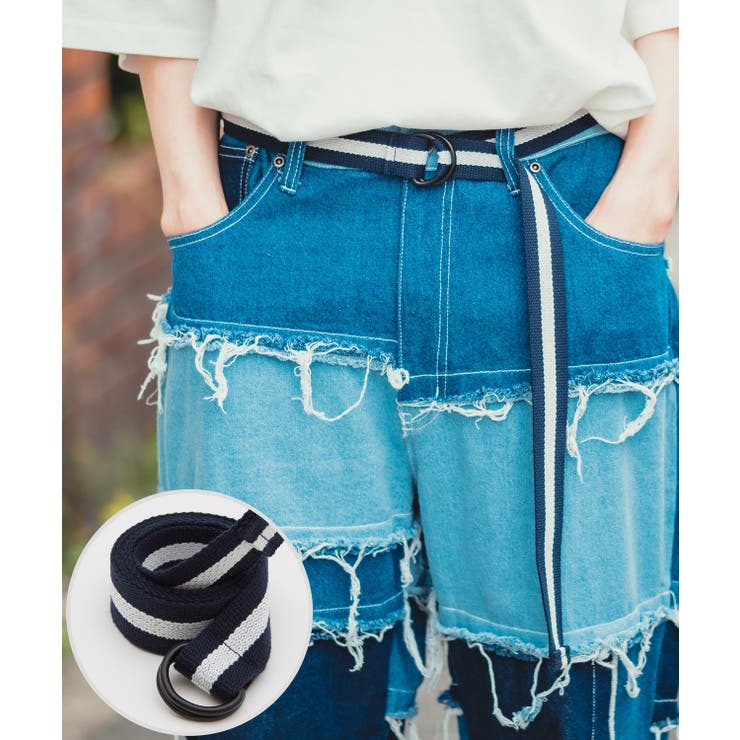 ネイビー×オフホワイト | ベルト メンズ Dカン | improves