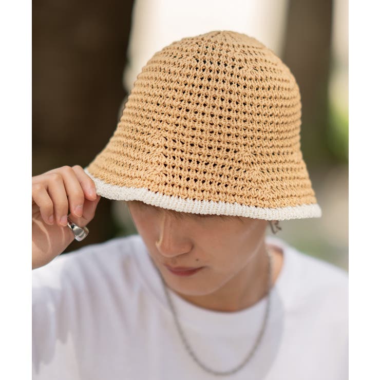 ベージュ | クロシェハット メンズ ポリエステル | improves