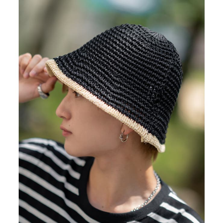 ブラック | クロシェハット メンズ ポリエステル | improves