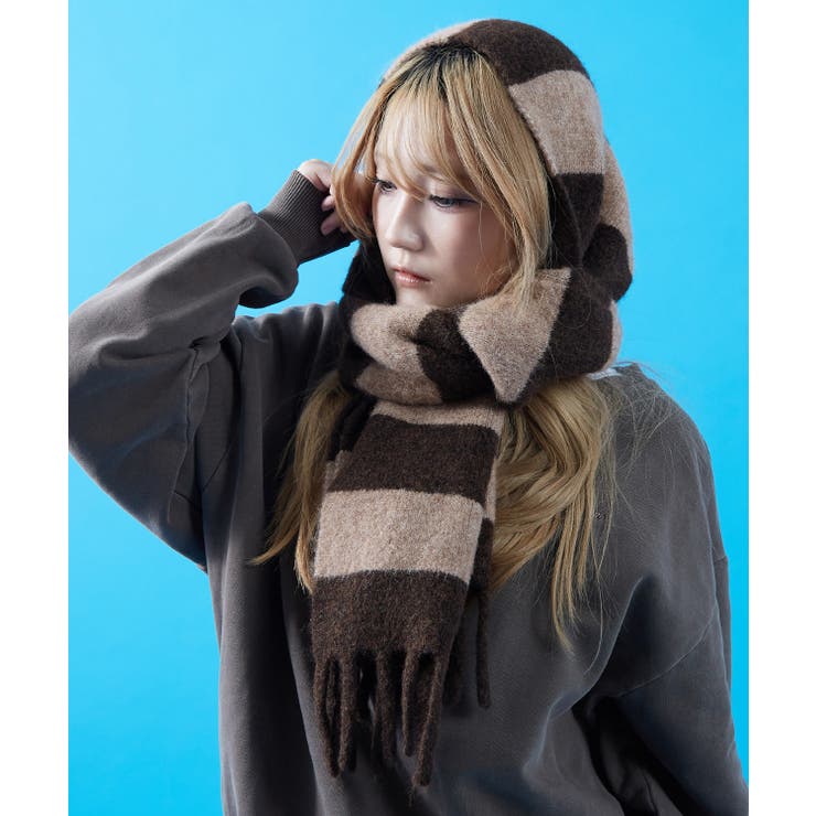 ブラウン | ボーダー マフラー ストール | improves