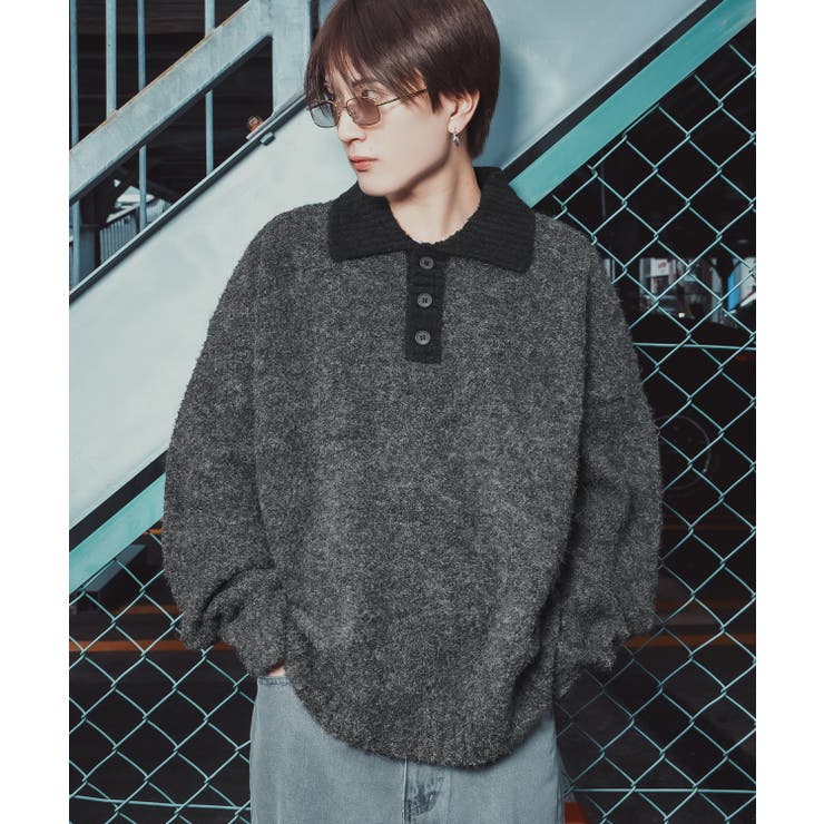 ブラック | ポロニット セーター メンズ | improves