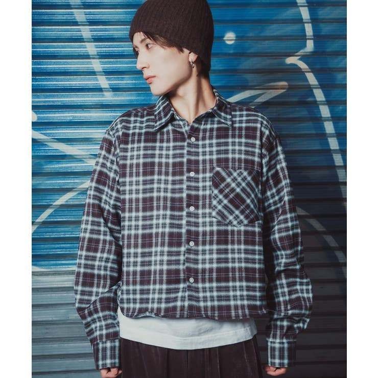 ブラウン | チェックシャツ クロップド丈 メンズ | improves