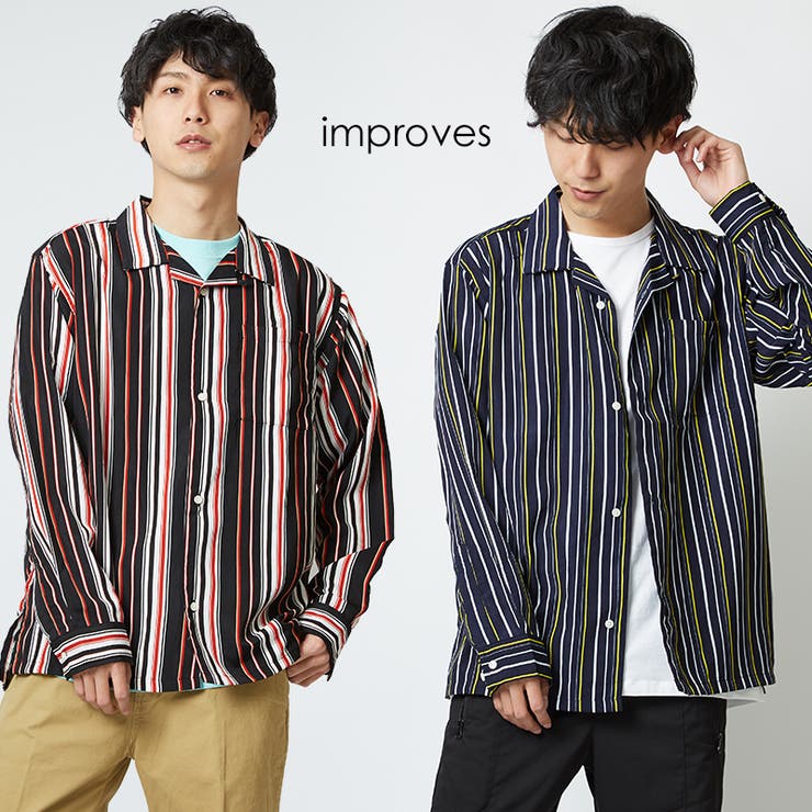 schott ストライプ開襟シャツ ネイビー 2-5123018-1.jpg