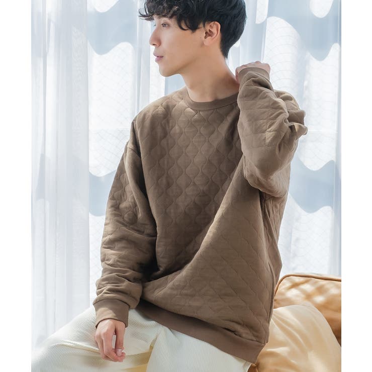 キルティングスウェットトレーナー メンズ ウェーブキルト[品番