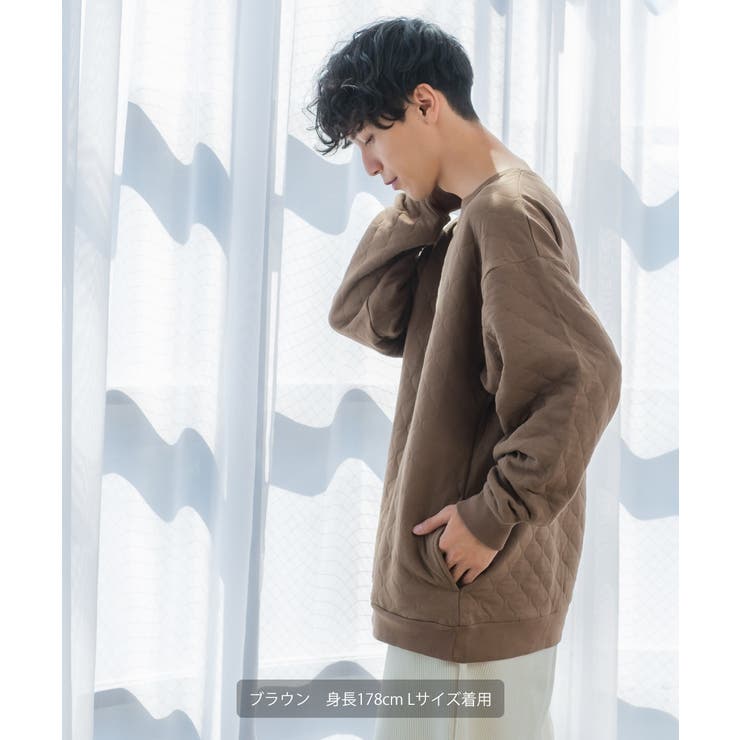 キルティングスウェットトレーナー メンズ ウェーブキルト[品番