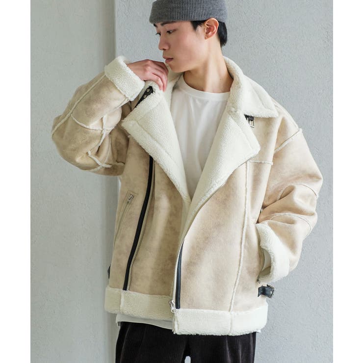 【モンブラン】リアルムートン ライダースジャケット S セール】【累計販売枚数1万枚突破！】フェイクレザー×ボアフェイク